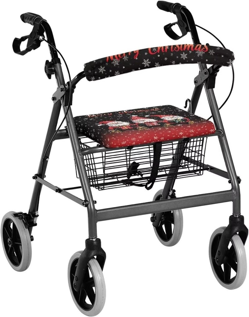 LedBack Walker Accessories Merry Christmas Print Rollator Walker Seat and Backrest Covers Soft Dust Cover Christmas Decor 2 Piece Walker Seat Cover Set - Image 1